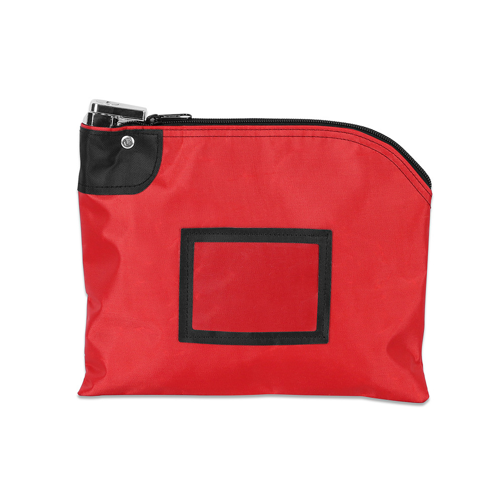 REd  Laminated Nylon Locking Deposit Bags - 10W x 8H