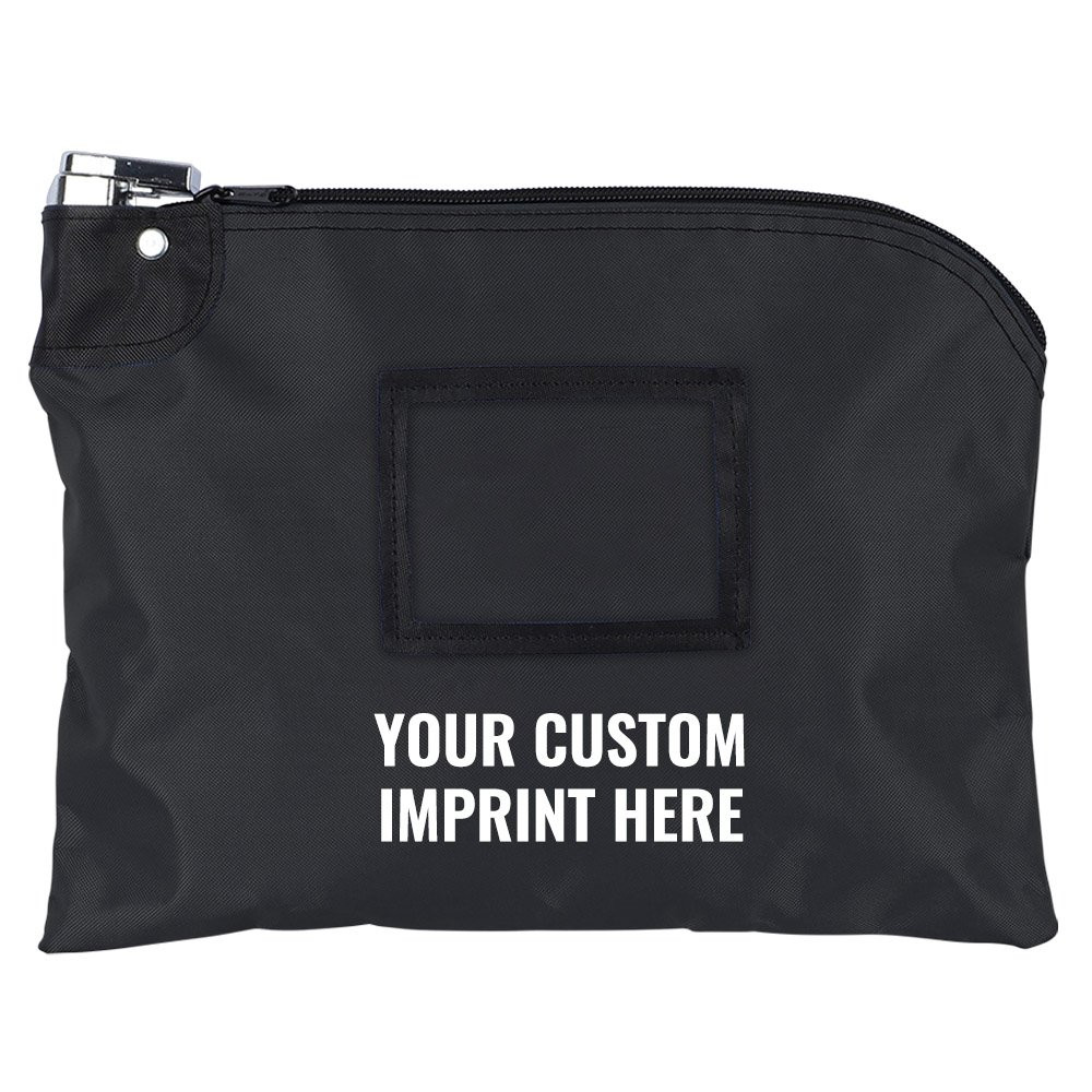12W x 9H Laminated Nylon Locking Deposit Bag With White Imprint