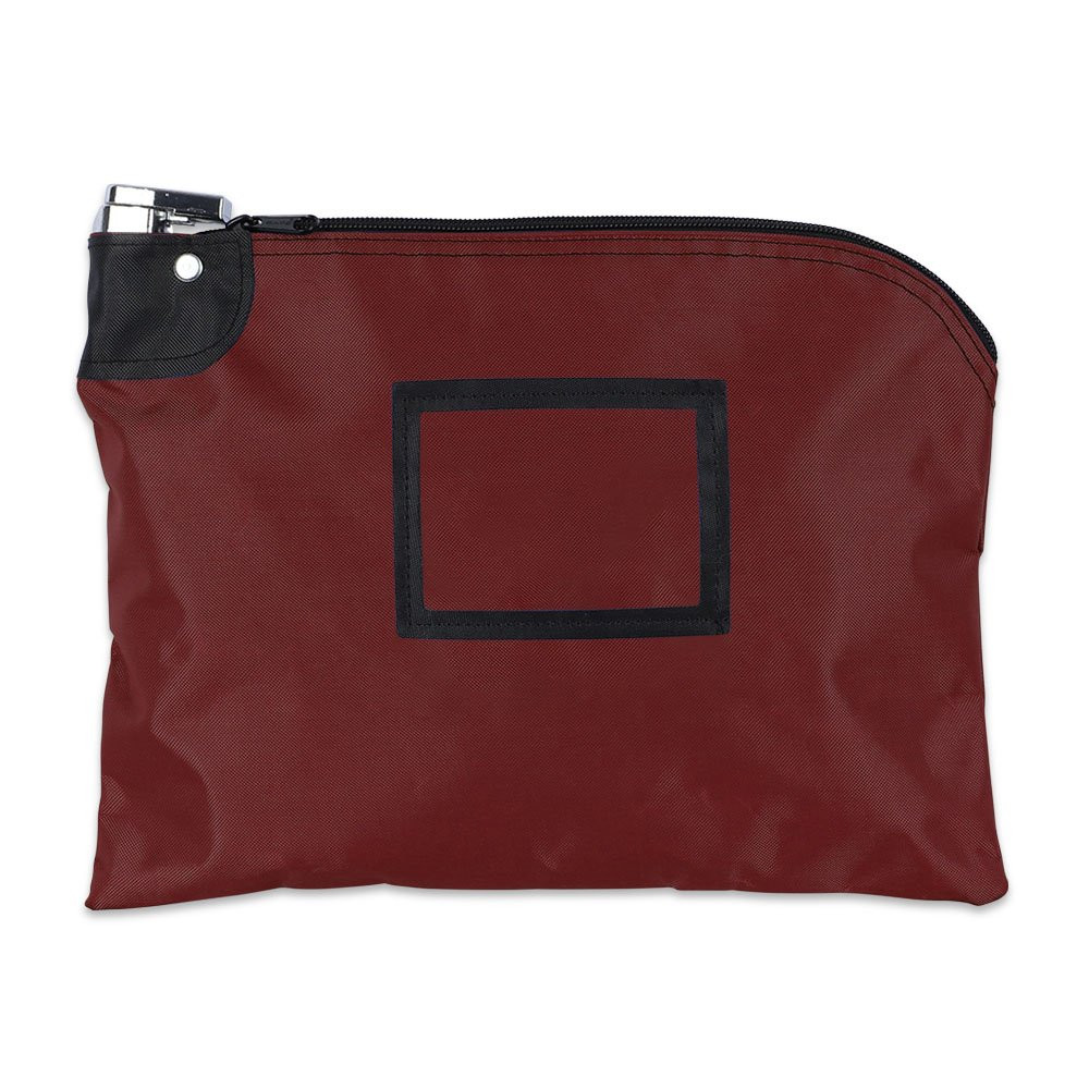 12W x 9H Laminated Nylon Locking Deposit Bag Shown In Burgundy 