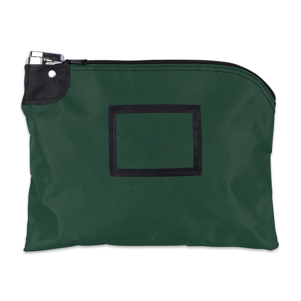 12W x 9H Laminated Nylon Locking Deposit Bag Shown In Forest Green
