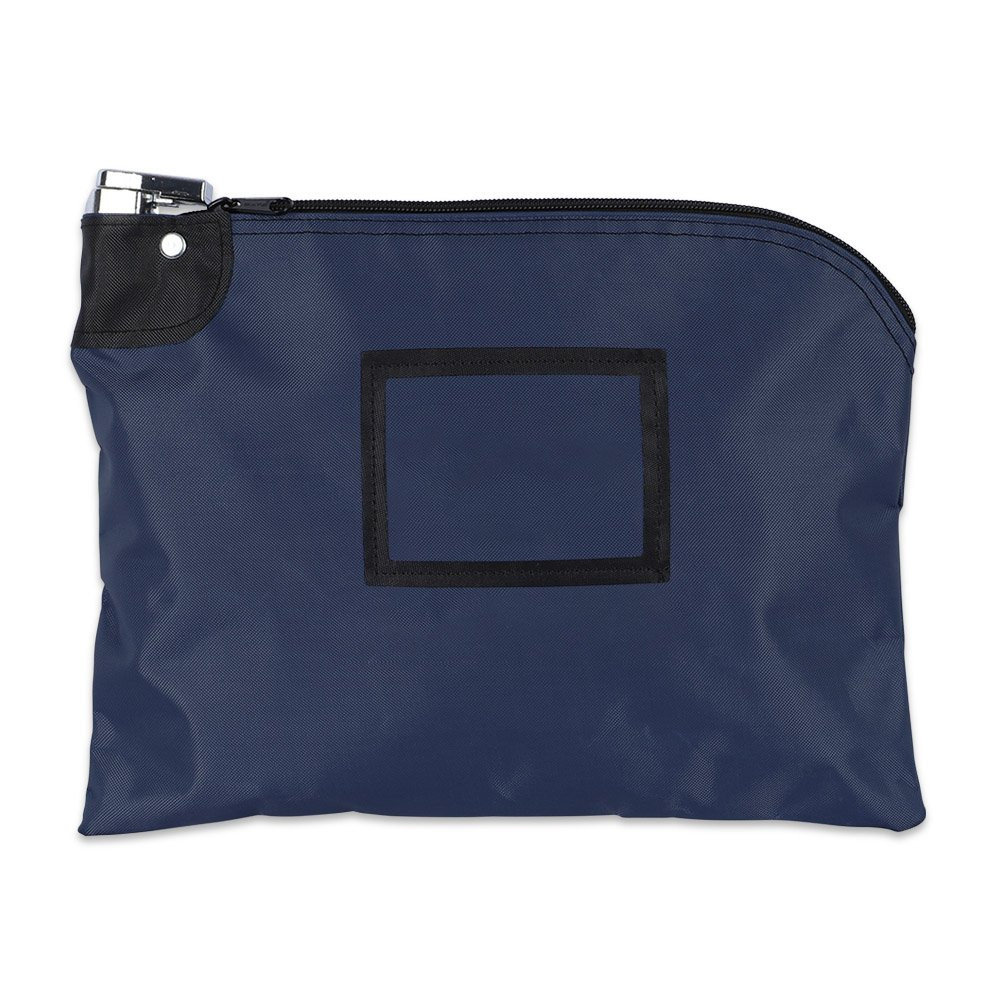 12W x 9H Laminated Nylon Locking Deposit Bag Shown In Navy Blue