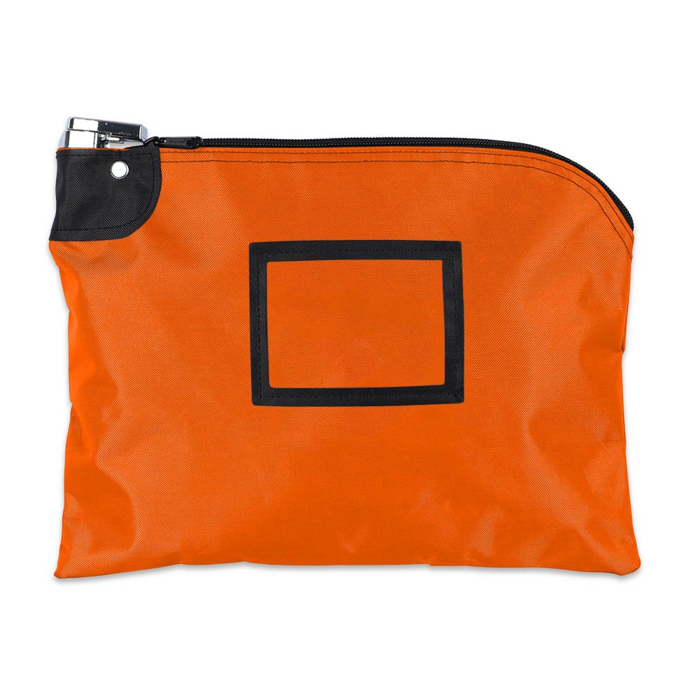 12W x 9H Laminated Nylon Locking Deposit Bag Shown In Orange