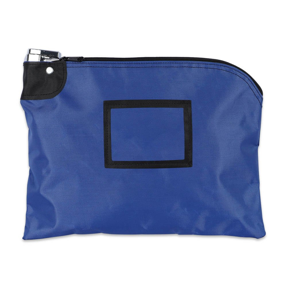 12W x 9H Laminated Nylon Locking Deposit Bag Shown In Royal Blue