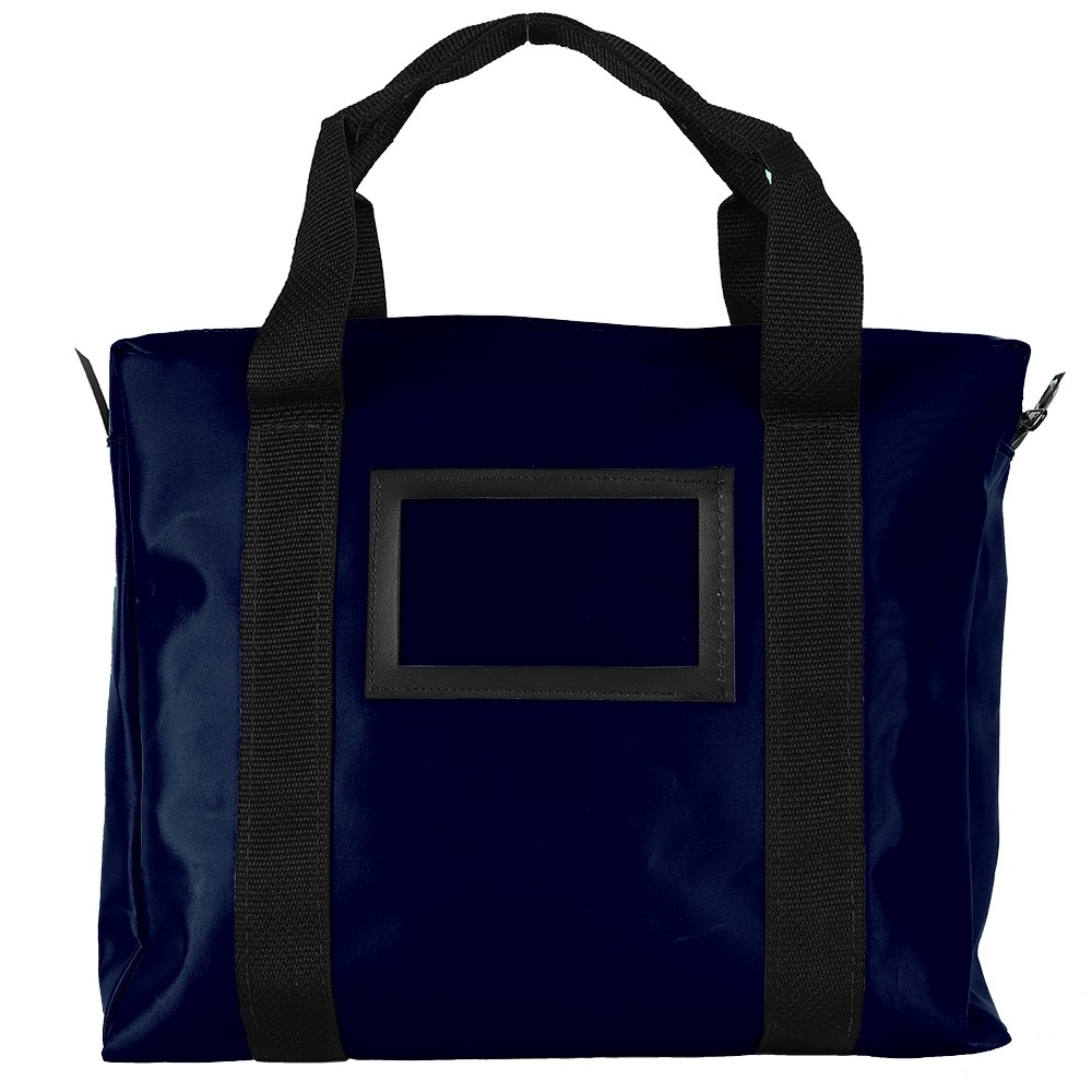 Navy Blue Locking Briefcase Style Bank Bags with Framed Cardholder