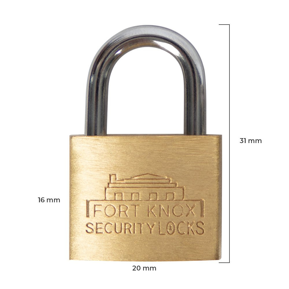 Fort Knox 3/4 in brass lock - Dimensions 