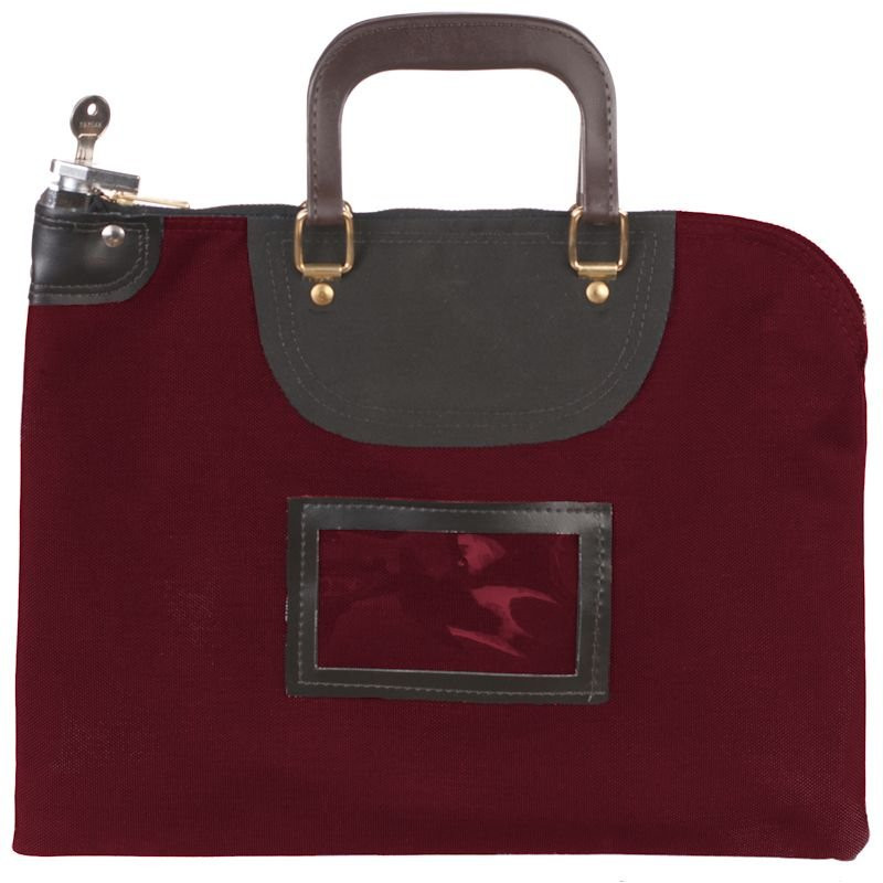 Red 1000 denier nylon fire resistant locking courier bag with handle 