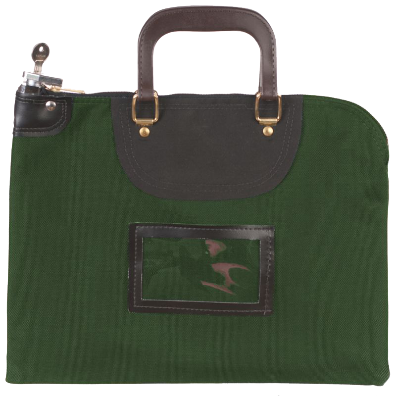 Yellow fire resistant locking courier bag with handle