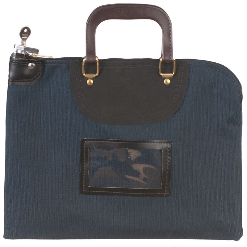 Navy blue 1000 Denier nylon fire resistant locking courier bag with handle 