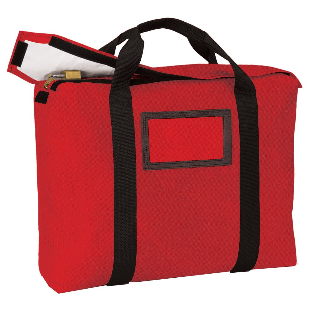 Red 1000 Denier nylon fire resistant locking courier bag with handle 
