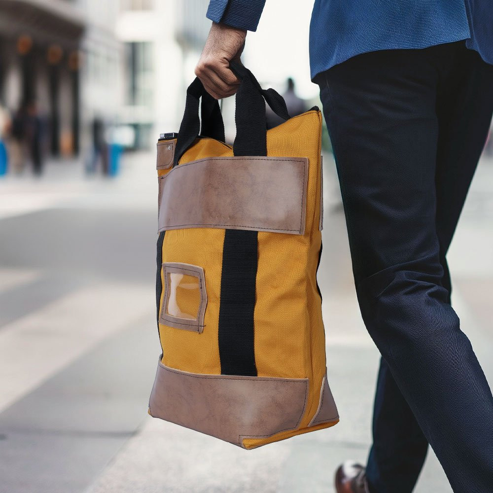 Gold 1000 denier nylon locking courier bags - 16x18x7 lifestyle