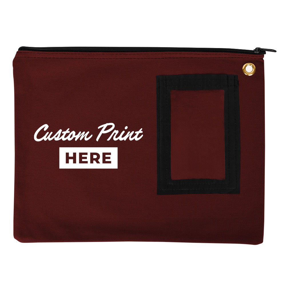  14W x 11H 14oz Cotton Canvas Flat Transit Sac Shown In Burgundy With 1-Color Imprint