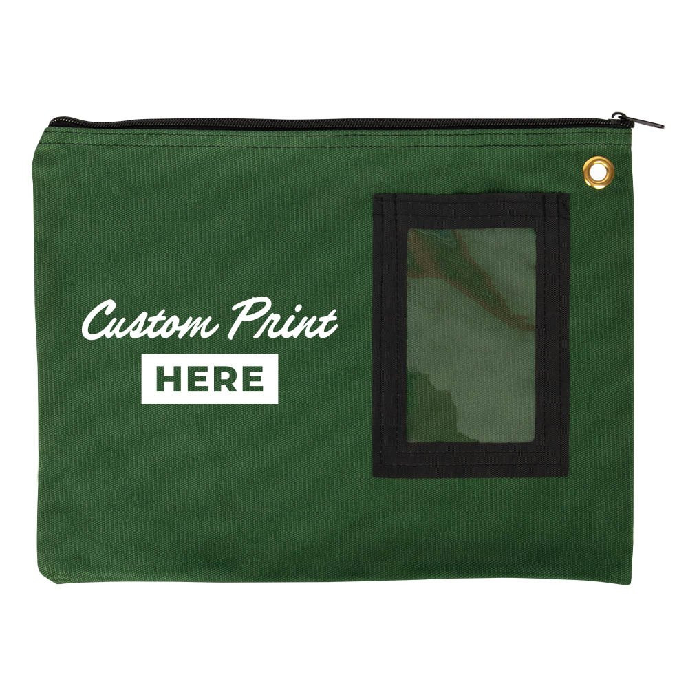  14W x 11H 14oz Cotton Canvas Flat Transit Sac Shown In Forest Green With 1-Color Imprint