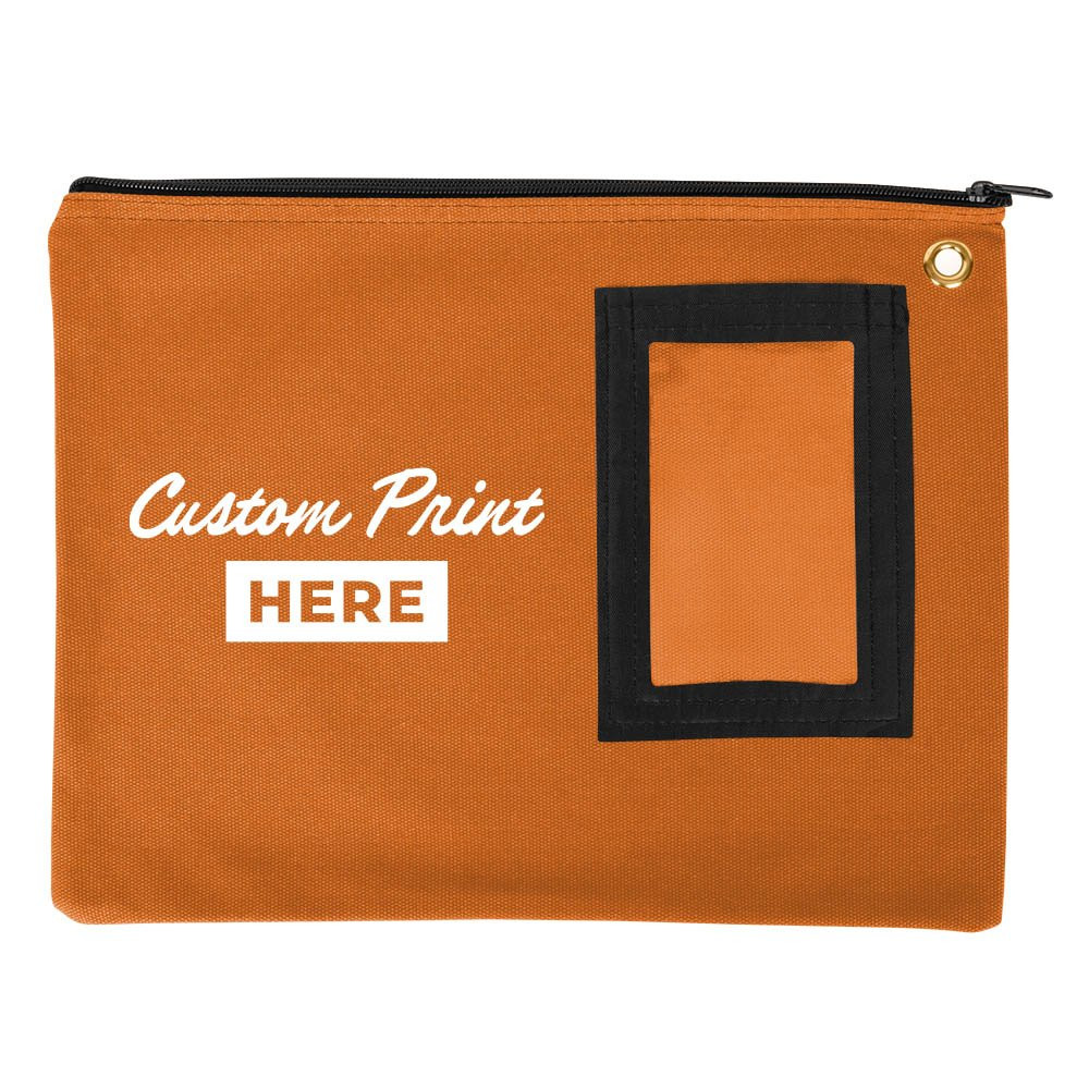  14W x 11H 14oz Cotton Canvas Flat Transit Sac Shown In Orange With 1-Color Imprint