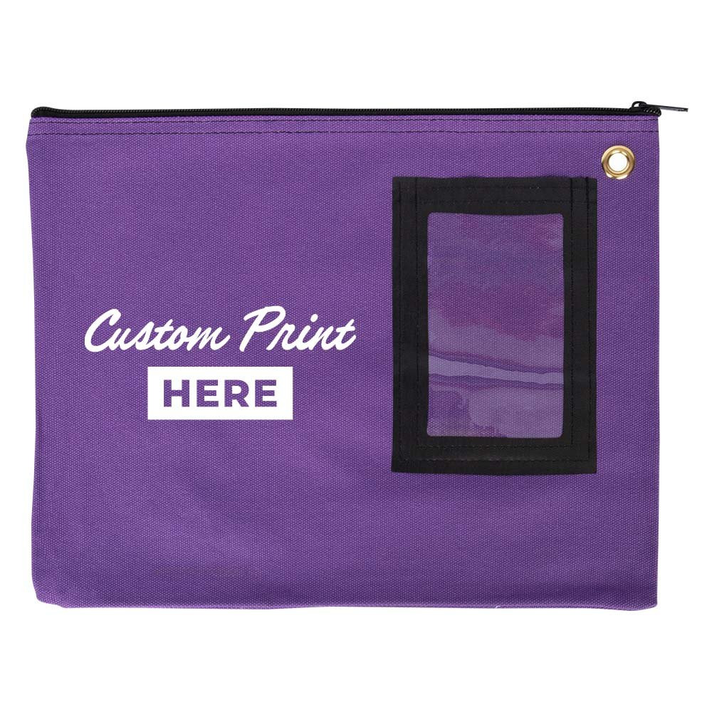  14W x 11H 14oz Cotton Canvas Flat Transit Sac Shown In Purple With 1-Color Imprint
