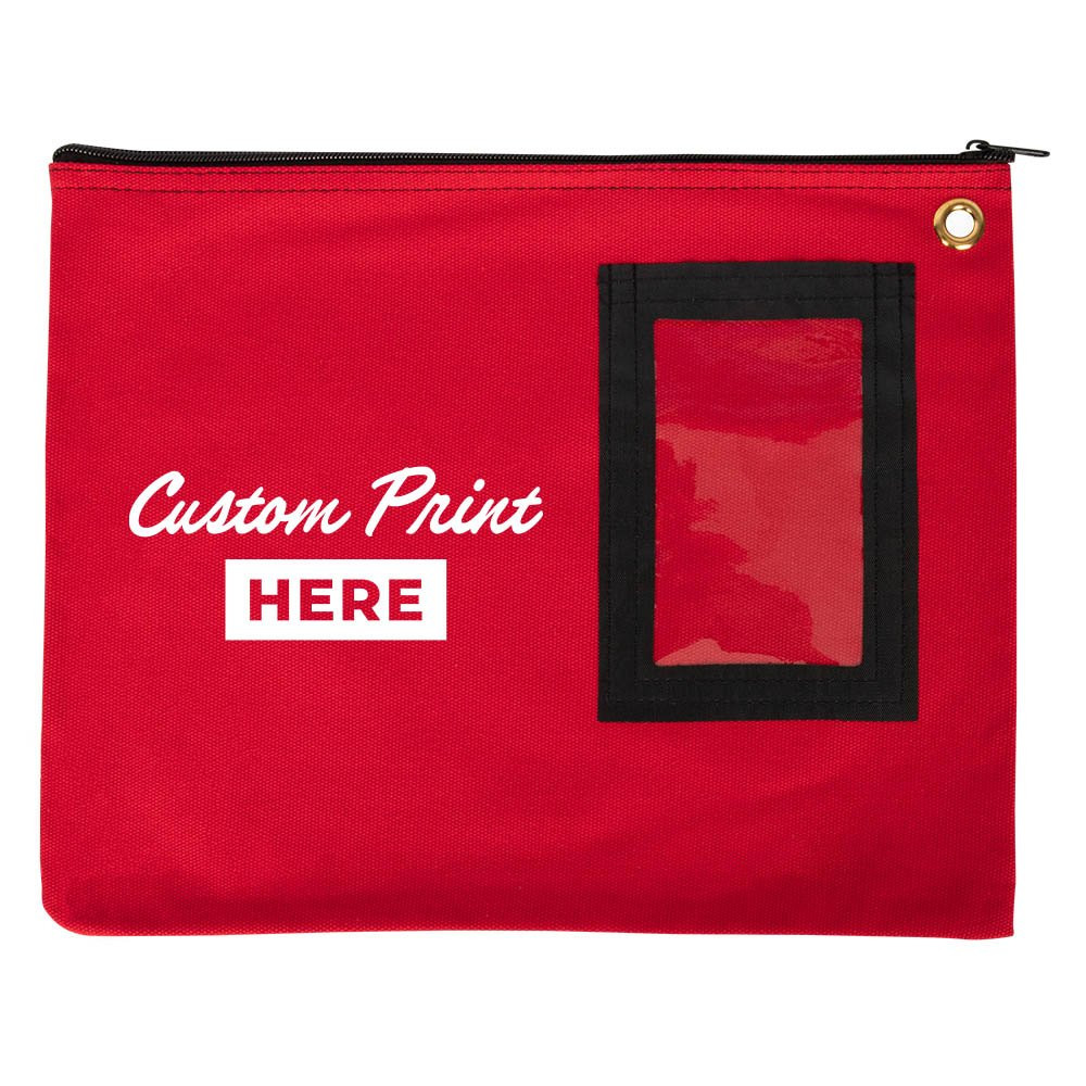  14W x 11H 14oz Cotton Canvas Flat Transit Sac Shown In Red With 1-Color Imprint