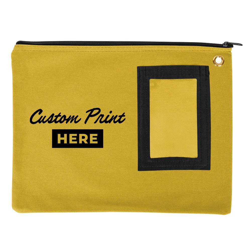  14W x 11H 14oz Cotton Canvas Flat Transit Sac Shown In Yellow With 1-Color Imprint