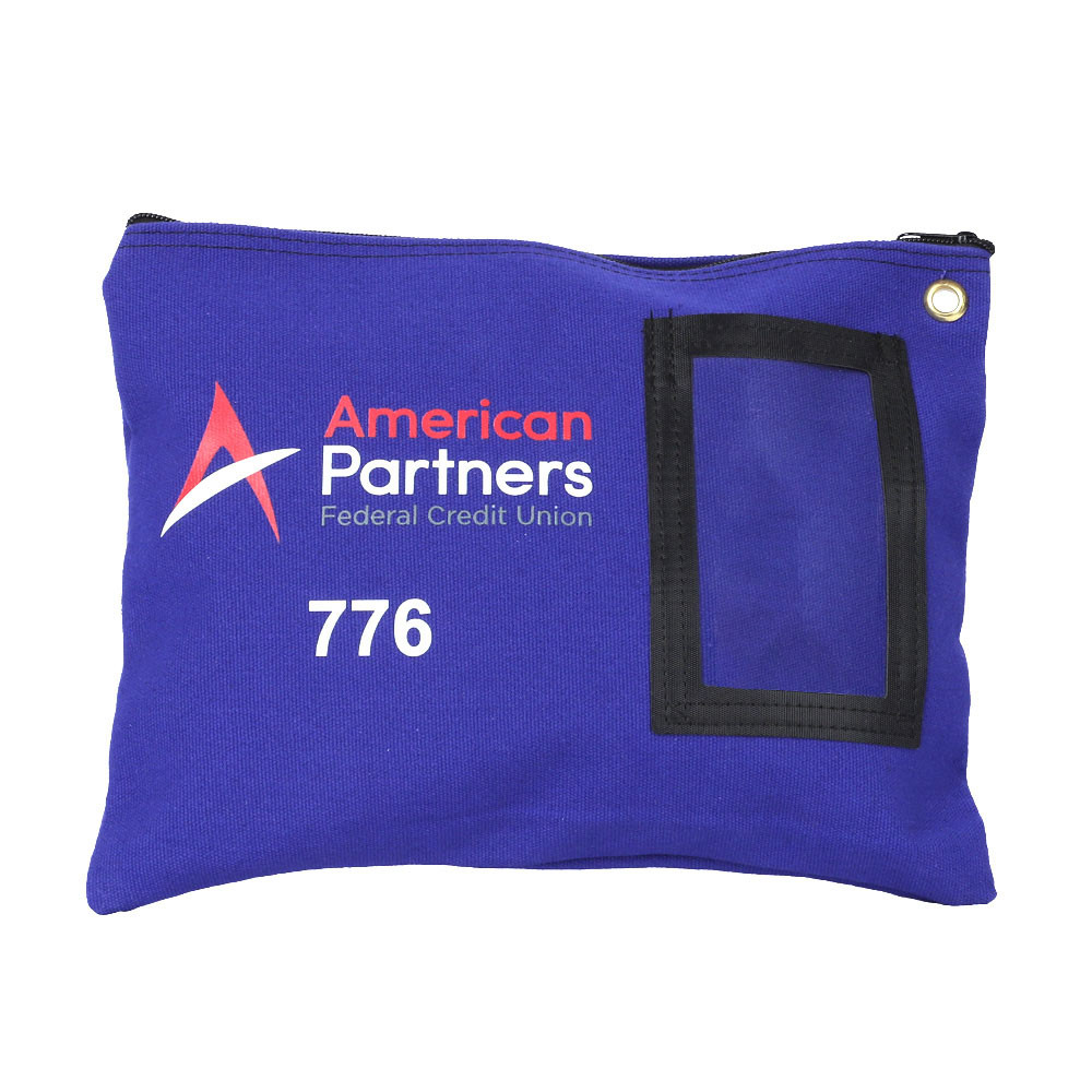 12W x 9H Full-Color Imprinted 14 oz. Cotton Canvas Zipper Bag Shown In Blue