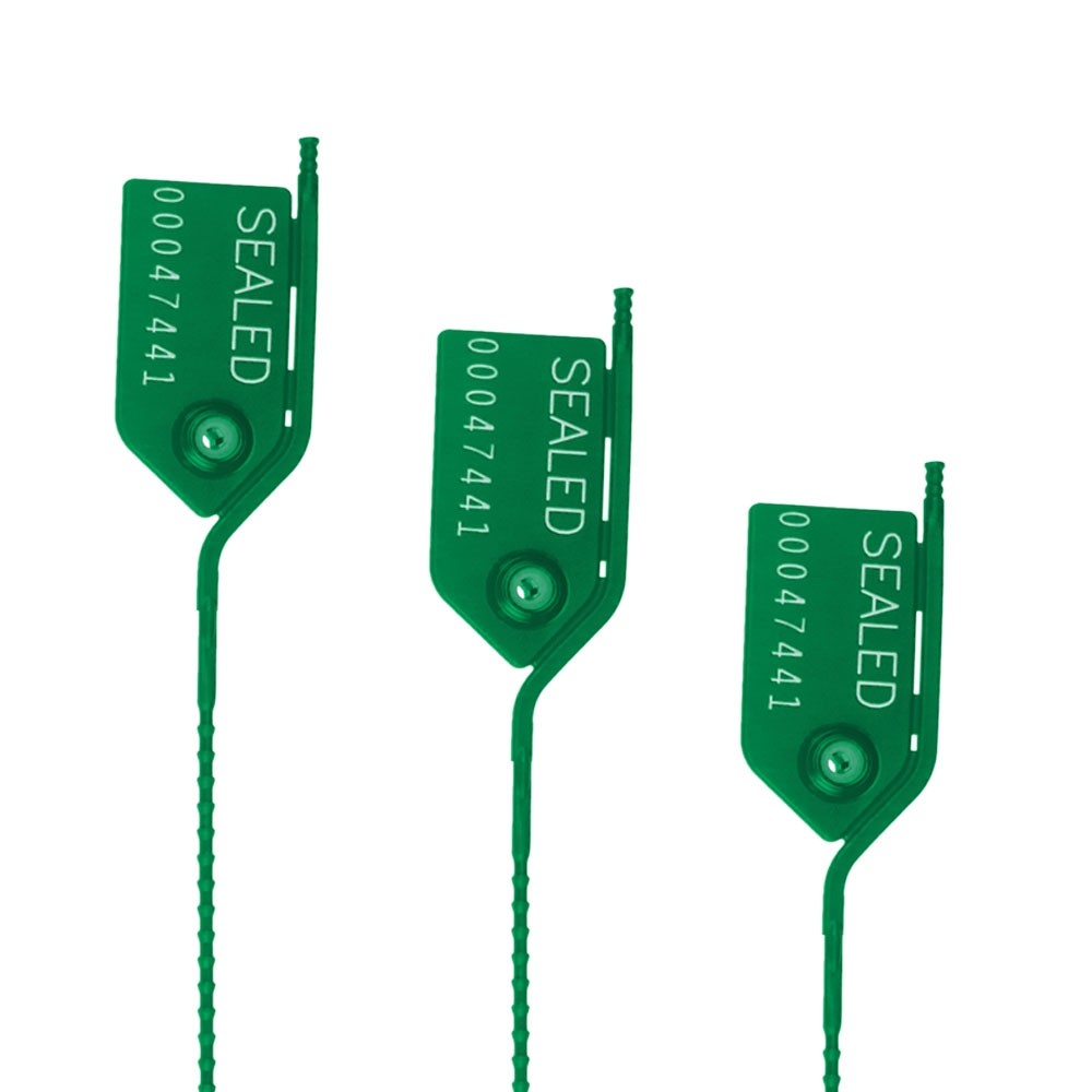 Pull Tight Security Seal With Side Tear - Green - Numbered