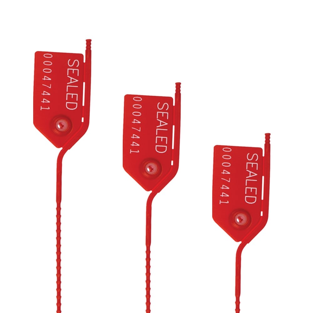 Pull Tight Security Seal With Side Tear - Red - Numbered