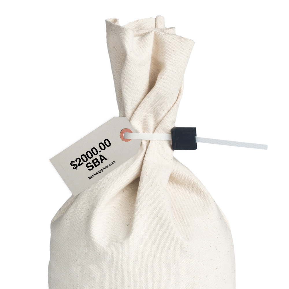 Printed Coin Bag Tags - 1-7/8 x 3-3/4 - $2000 SBA - Gray