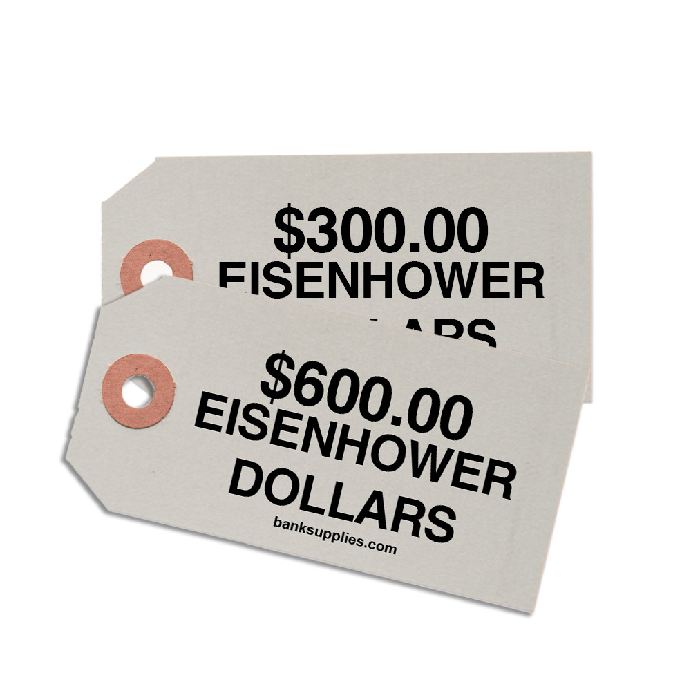 Printed Coin Bag ID Tags Shown In Gray - Whole Dollars $2000