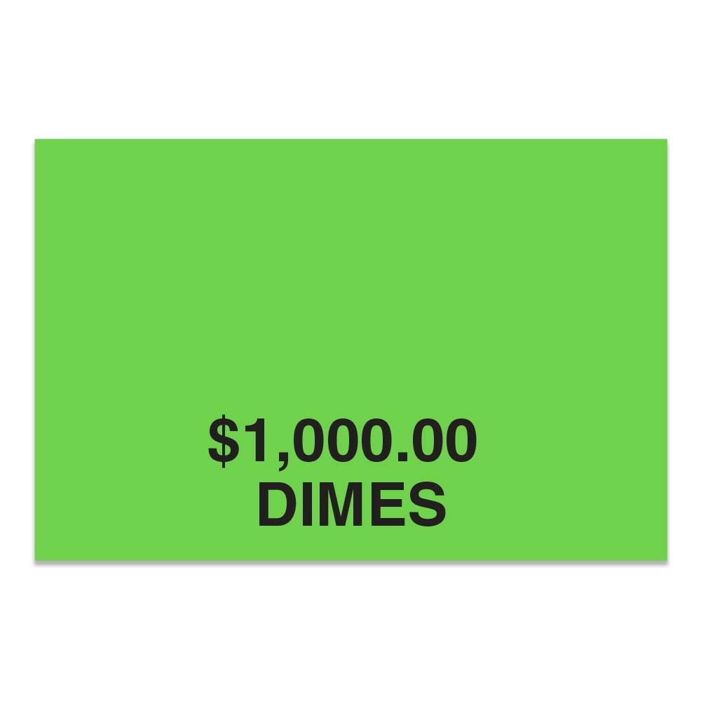Coin Bag Custom Imprinted Shipping Label Shown In Green - Dimes