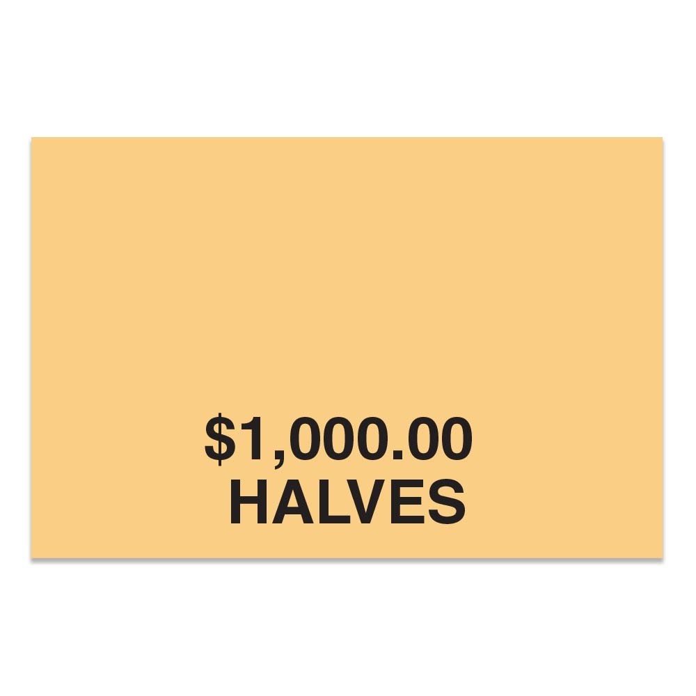 Coin Bag Custom Imprinted Shipping Label Shown In Tan- Halves