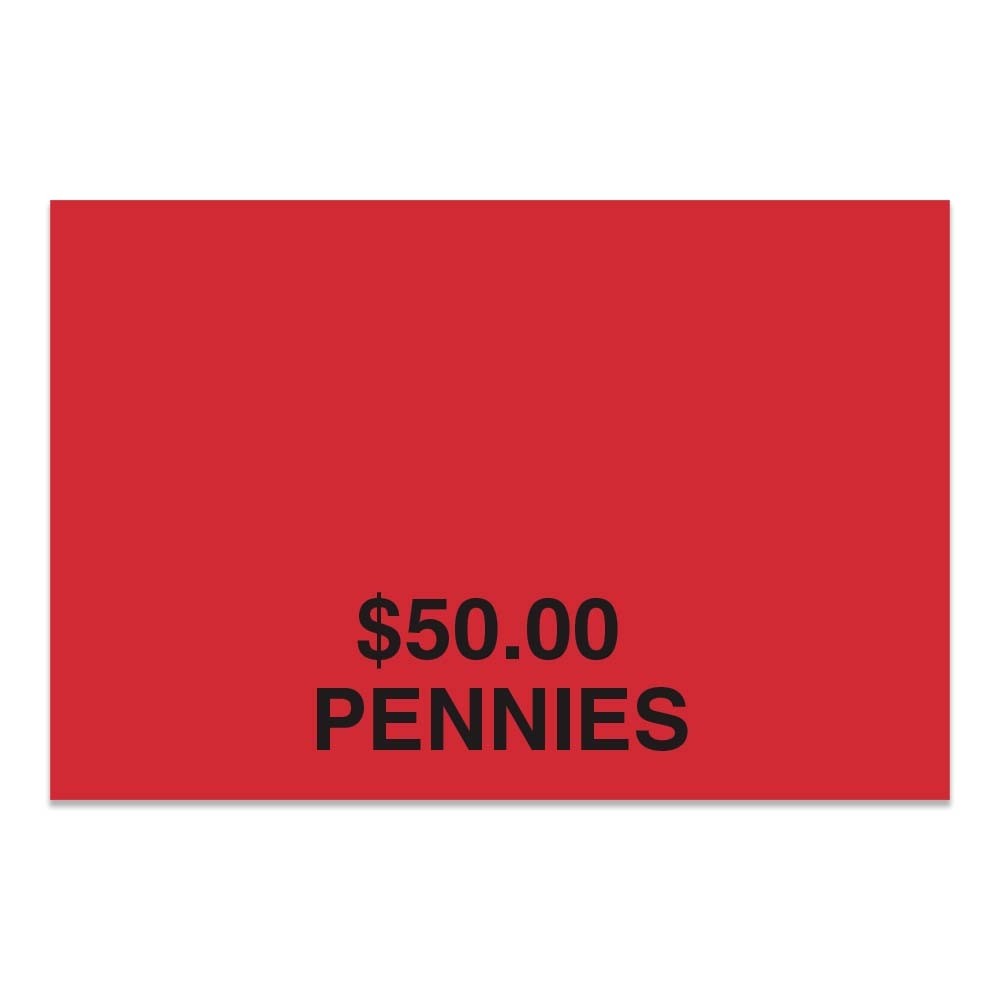 Coin Bag Custom Imprinted Shipping Label Shown In Red - Penny