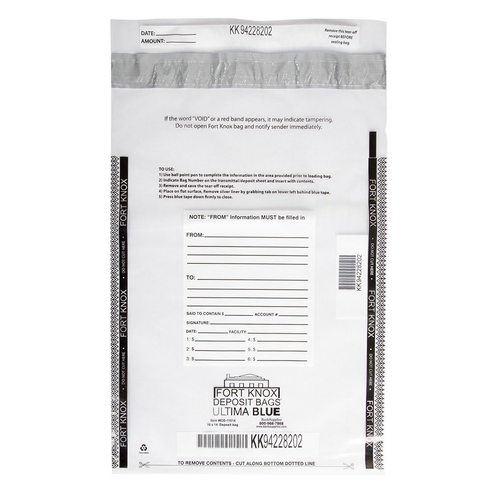 Ultima Blue® Clear Deposit Bag - 10W x 14H - Front