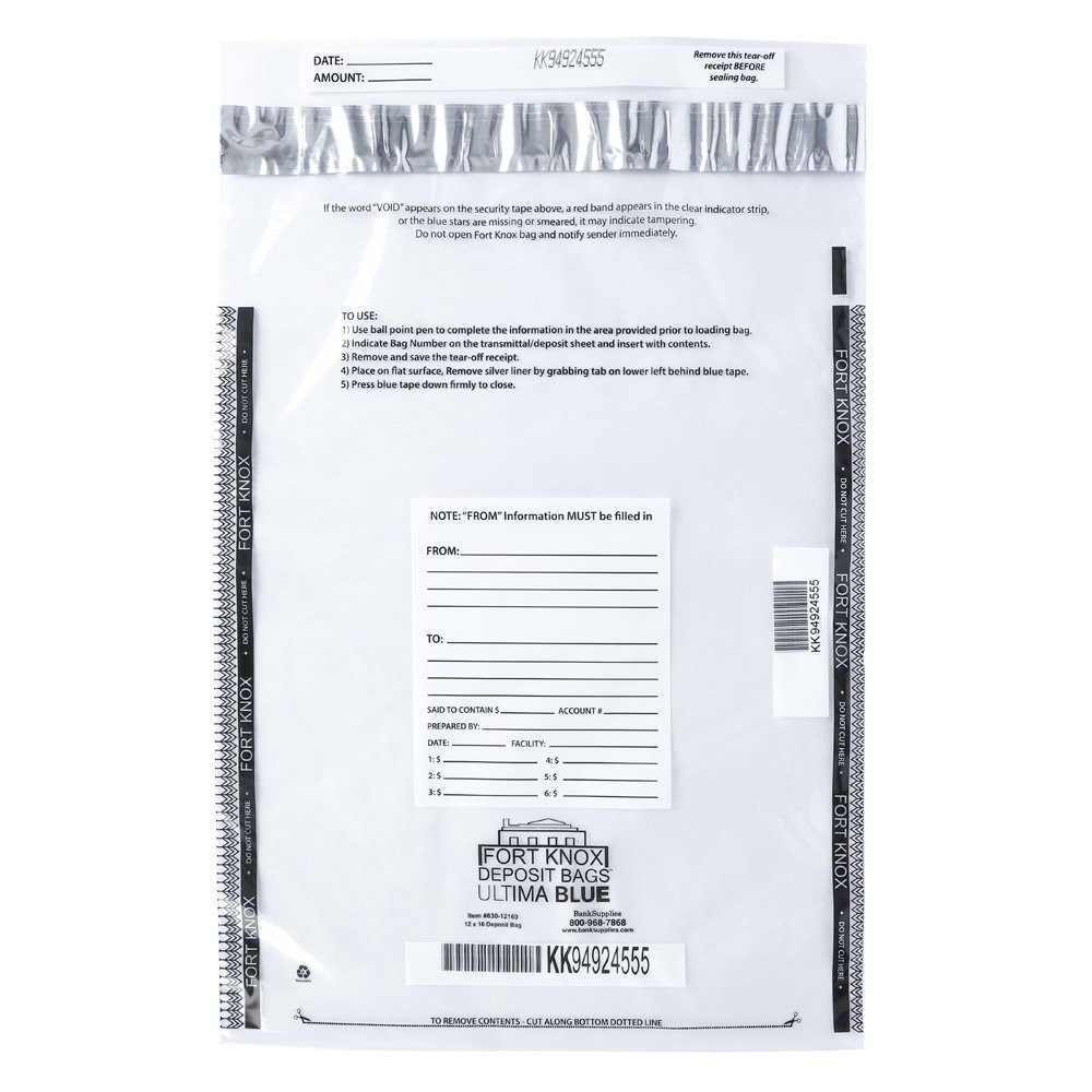 Flap updated - new added security features on the sides - Ultima Blue® Clear Deposit Bags - 12W x 16H