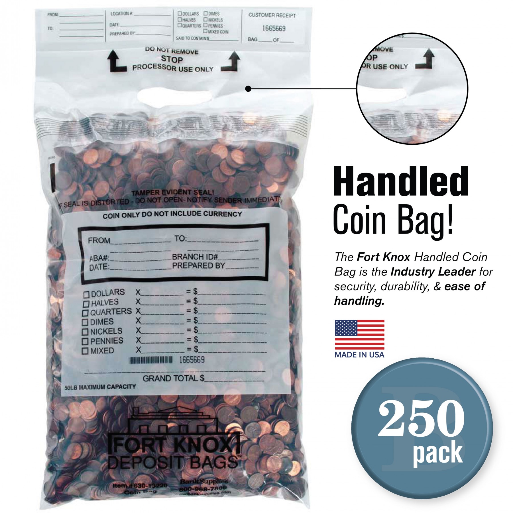 Handled Coin Bags - 250/Pack