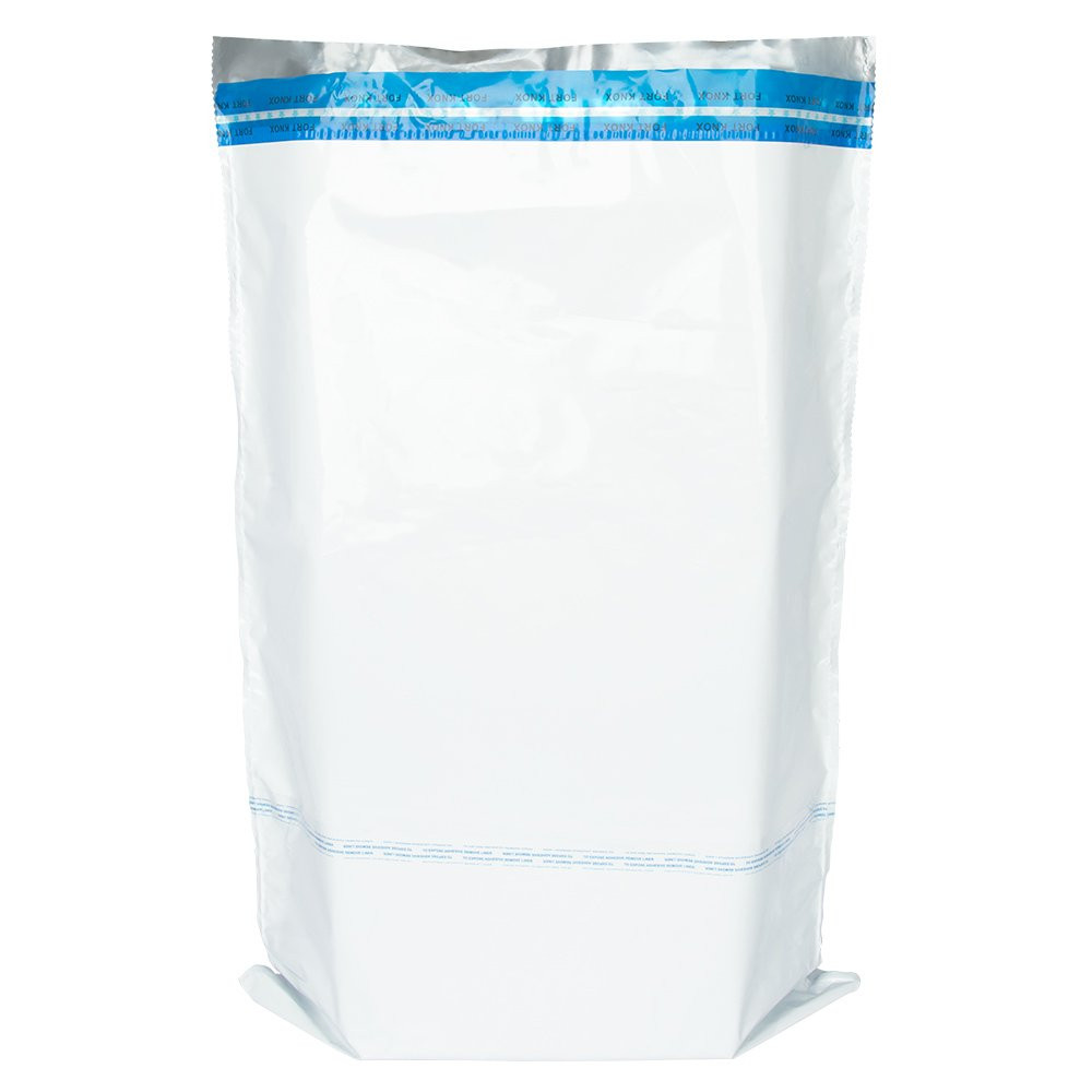 Ultima Blue® White Deposit Bags with External Pocket - 20W x 30H - Pack of 100 - Back