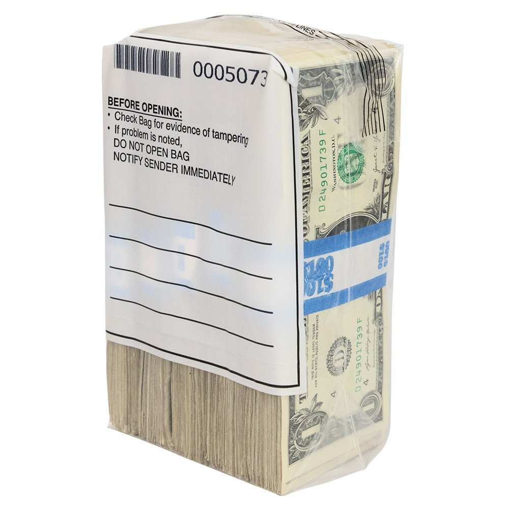 6-1/2W x 7-1/2H Tamper Evident 5 Strap Cash Bags
