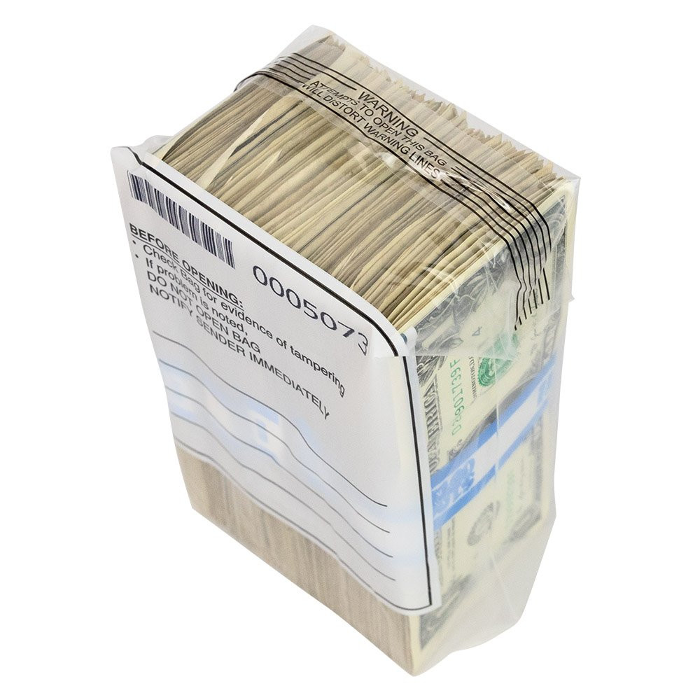  6-1/2W x 7-1/2H Tamper Evident 5 Strap Cash Bags