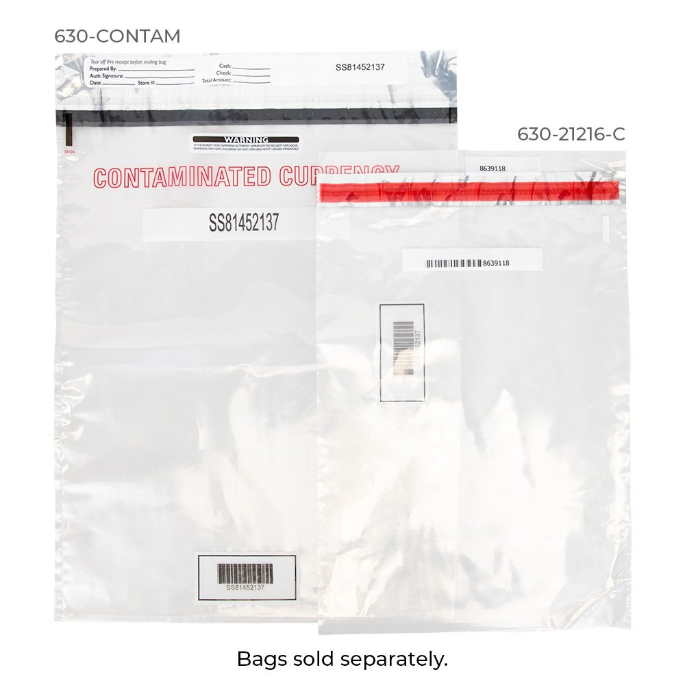 Tamper Evident Contaminated Currency Deposit Bags - Inside Bag - 12W x 16H - Case of 100 