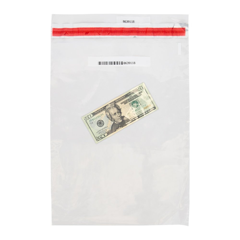 Tamper Evident Contaminated Currency Deposit Bags - Inside Bag - 12W x 16H - Case of 100 