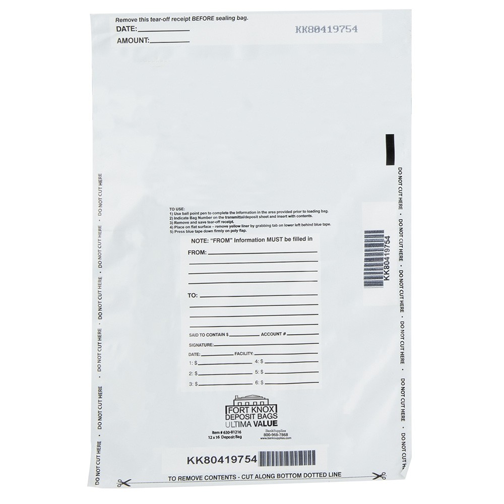 12W x 16H Ultima Value® White Deposit Bag