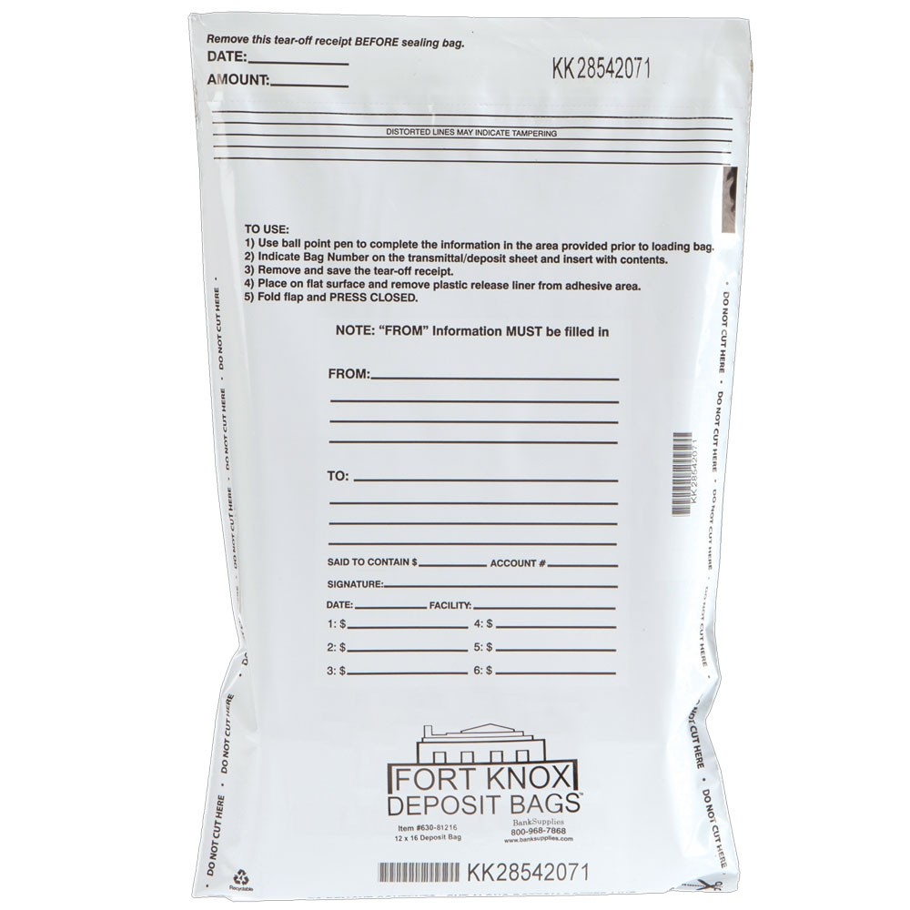 12W x 16H White Value Deposit Bags - Case of 1000