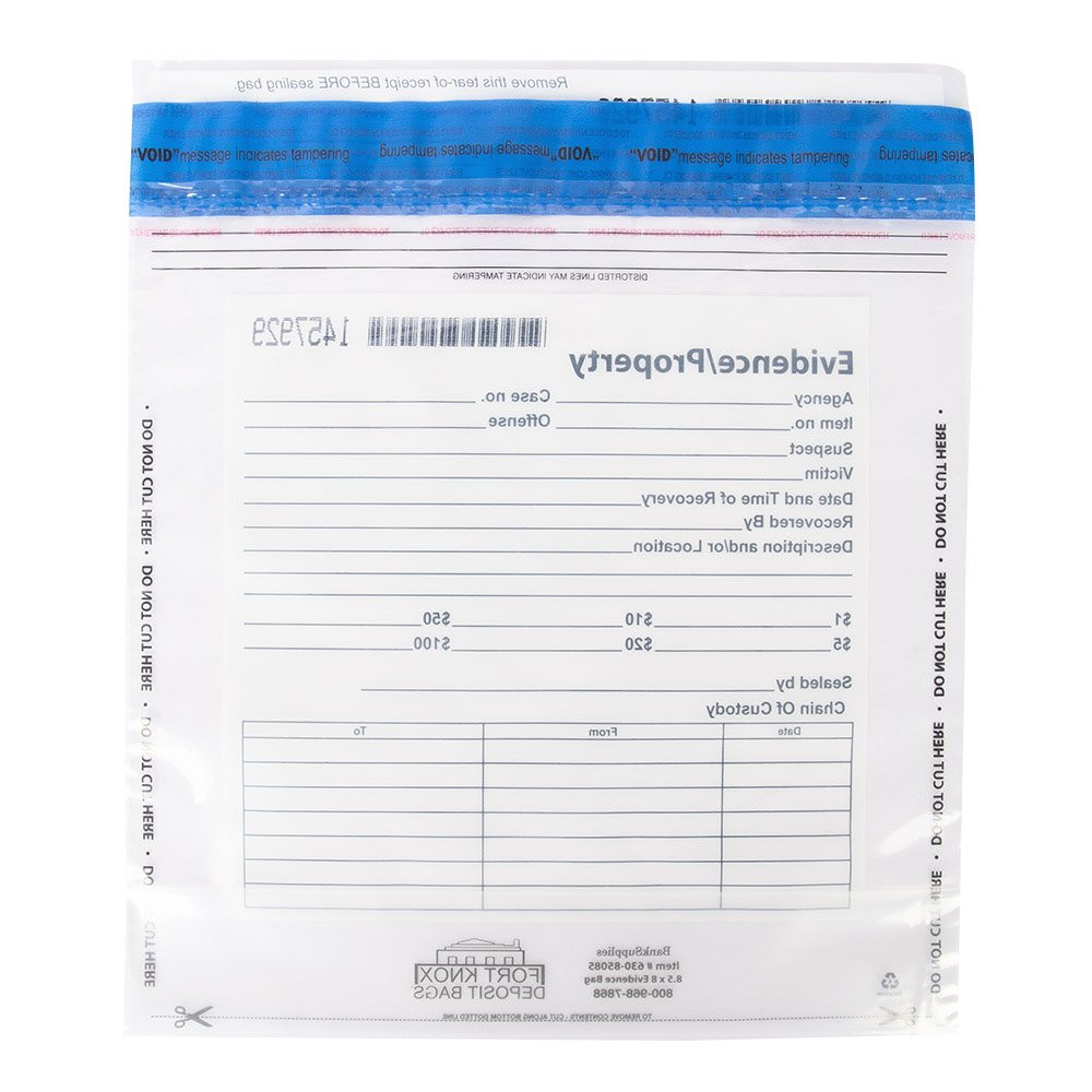 Tamper Evident Clear Evidence Bags - 8-1/2W x 8H x 3D - Back