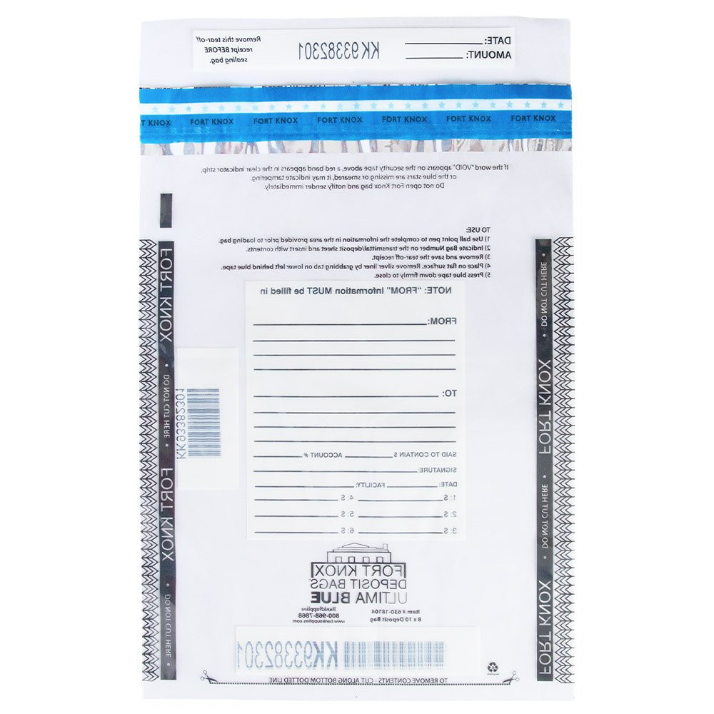 Ultima Blue® Clear Deposit Bags - 8W x 10H - Back