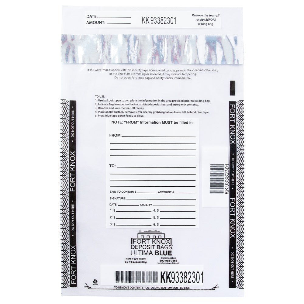 Ultima Blue® Clear Deposit Bags - 8W x 10H - Front