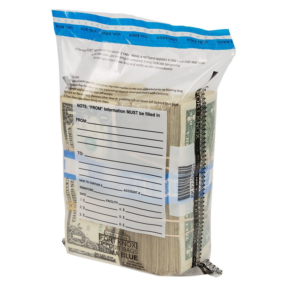Ultima Blue® Clear Deposit Bags - 8W x 10H - Side