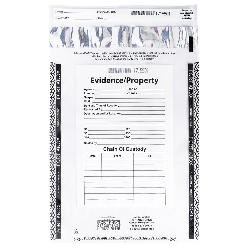 Tamper Evident Clear Breathable Evidence Bags - 9W x 12H - Case of 500 - Front
