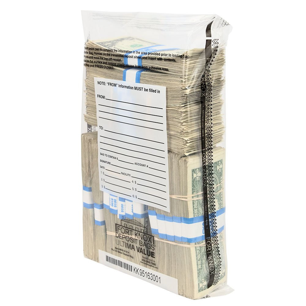 Ultima Value® Clear Deposit Bags - 10W x 14H side closed