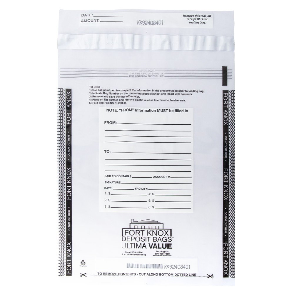Front View Of 9W x 12H Ultima Value® Clear Deposit Bag 