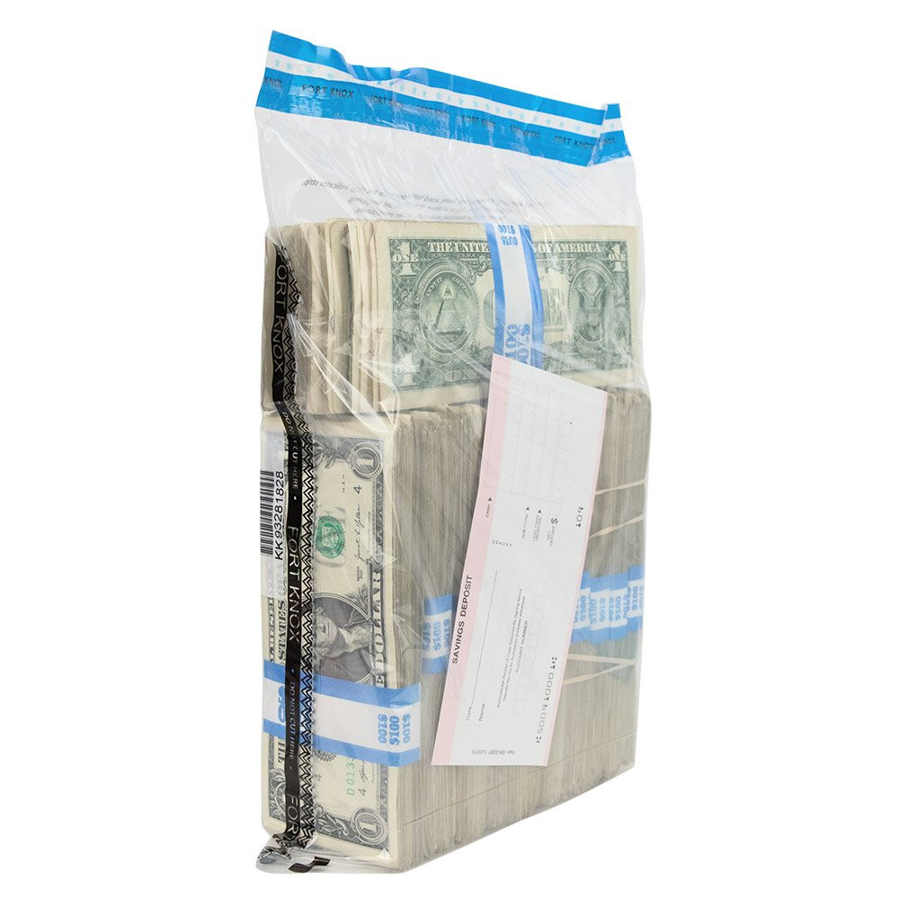 Back View Of 9W x 12H Ultima Blue® Clear Deposit Bags with External Pocket 