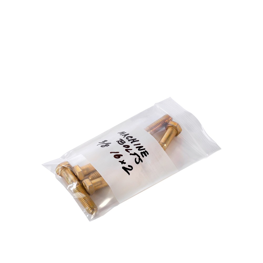 Clear 4 mil Reclosable Bags with White Block