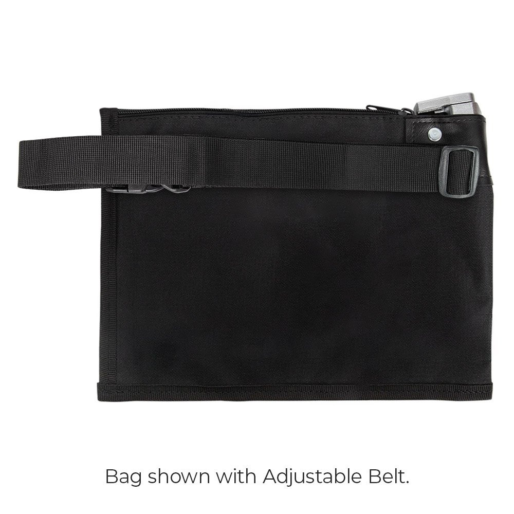 10W x 7H Black Tip Bag with Pop-up lock with adjustable belt
