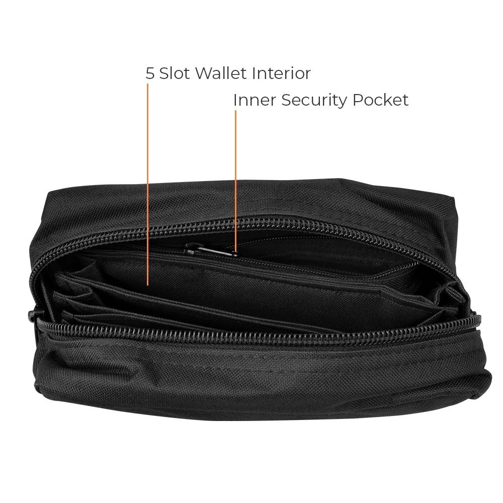 8W x 4-1/4H x 4D Casino Attendant Standard Belt Bag Info Graphic About Features