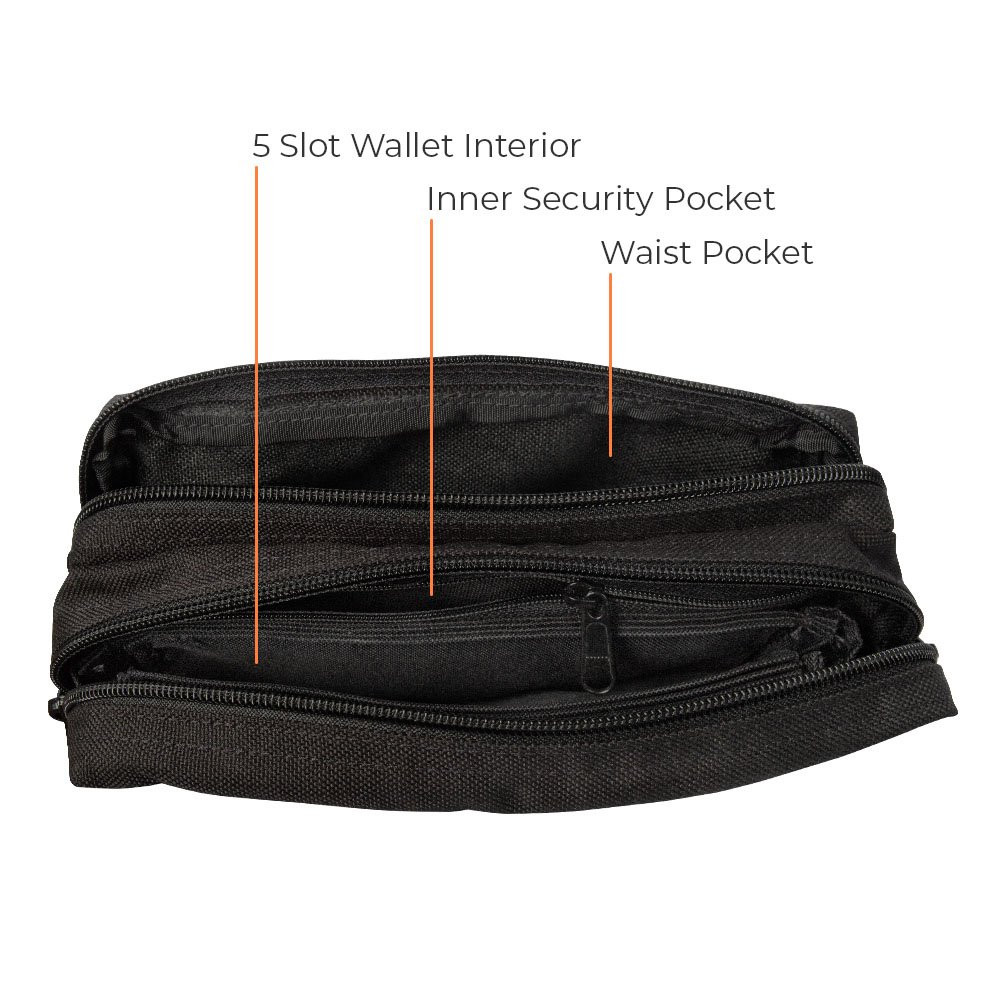 9W x 5H x 4D Casino Attendant Adjustable Belt Bag Info Grapgic 